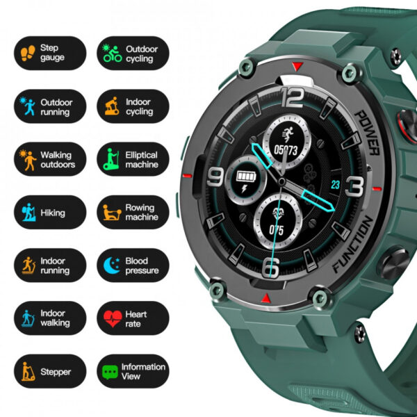 ceas smartwatch bluetooth impermeabil sport f26 verde apelare prin2148