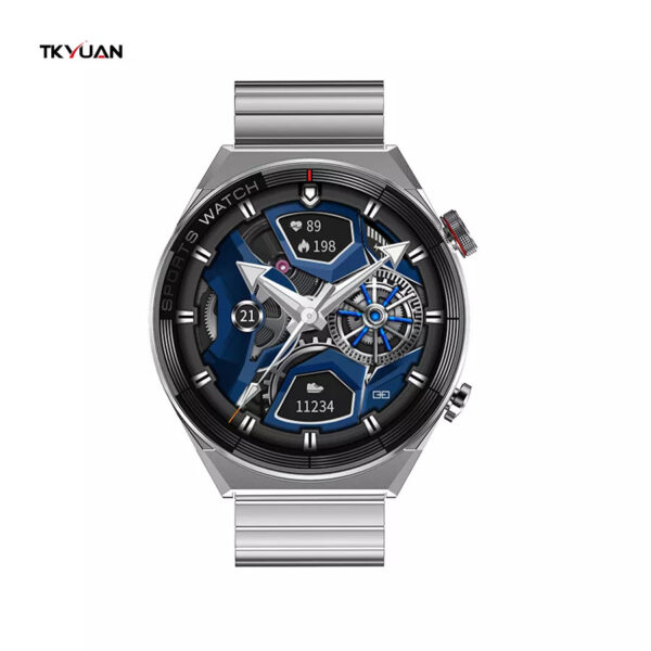 Ceas smartwatch DT3 mate , 1.36 inch IPS HD, multi sport, curea metal si silicon incluse, SILVER metal - imagine 2