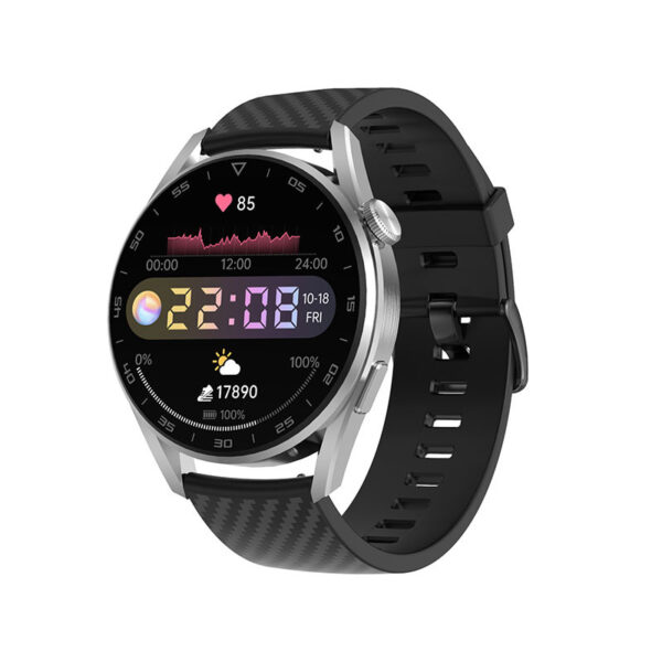 Ceas smartwatch DT3 pro, 1.36 inch IPS HD, multi sport, apel bluetooth 5.0, curea metalica si silicon incluse, gri - imagine 3