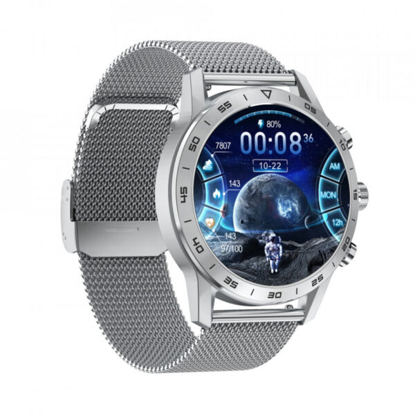 Ceas smartwatch DT70, 1.39 inch IPS HD, multi sport, apel bluetooth 5.0, curea metalica silicon incluse, metal argintiu - imagine 8