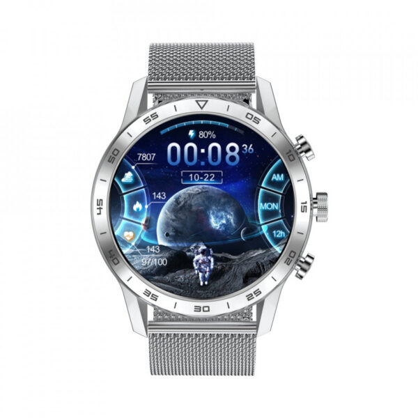 Ceas smartwatch DT70, 1.39 inch IPS HD, multi sport, apel bluetooth 5.0, curea metalica silicon incluse, metal argintiu - imagine 9