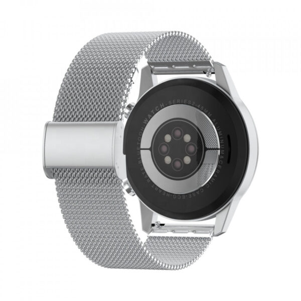 Ceas smartwatch DT70, 1.39 inch IPS HD, multi sport, apel bluetooth 5.0, curea metalica silicon incluse, metal argintiu - imagine 10