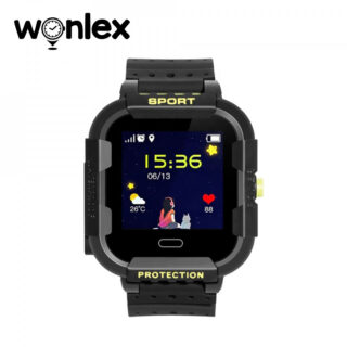Ceas Smartwatch Pentru Copii Wonlex KT03 cu Functie Telefon, Localizare GPS, Camera, Pedometru, SOS, IP54 – Negru – Verde Lamaie,