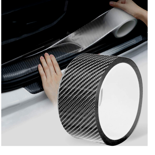 Rola ornament bandouri sau praguri autoadeziv din autocolant Carbon 5D, dimensiune 148 x 4 cm, culoare Gri Antracit - imagine 2