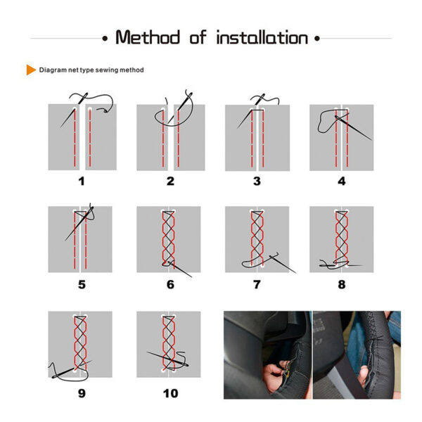 Hand Sewing Anti slip Breathable Nappa Leather Stitch Auto braid on the Steering Wheel Cover for Q90.jpg